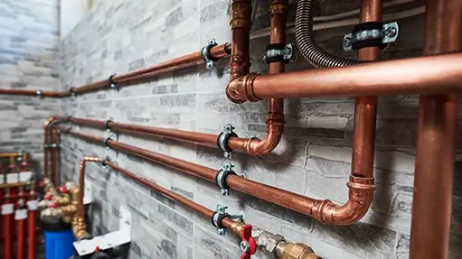 close up of copper plumbing