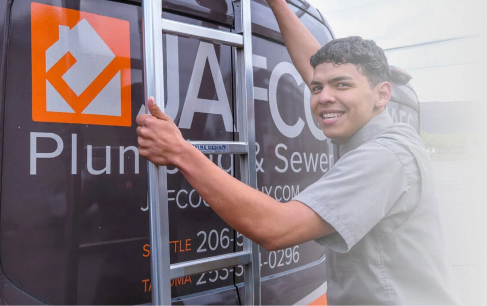 Jafco technician standing next to van