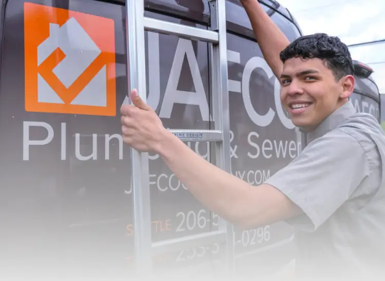Jafco technician beside van